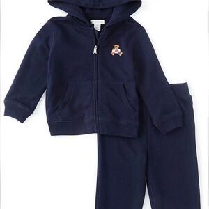 2 Baby Boy Polo Sets…Navy Blue & Baby Blue Polo Hoodie and Pants Sets
